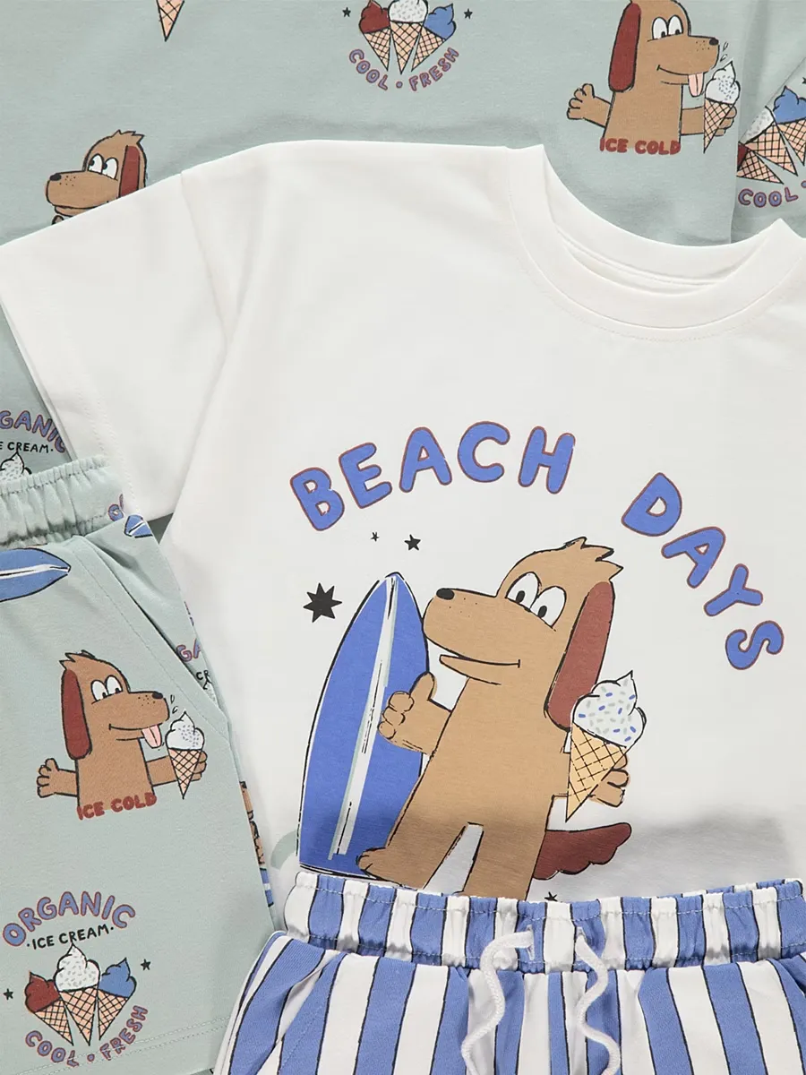 Beach Days Dog T-Shirt and Shorts 2 Pack