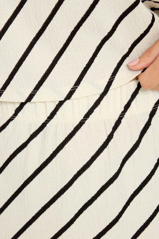 Cream Stripe Maxi Skirt
