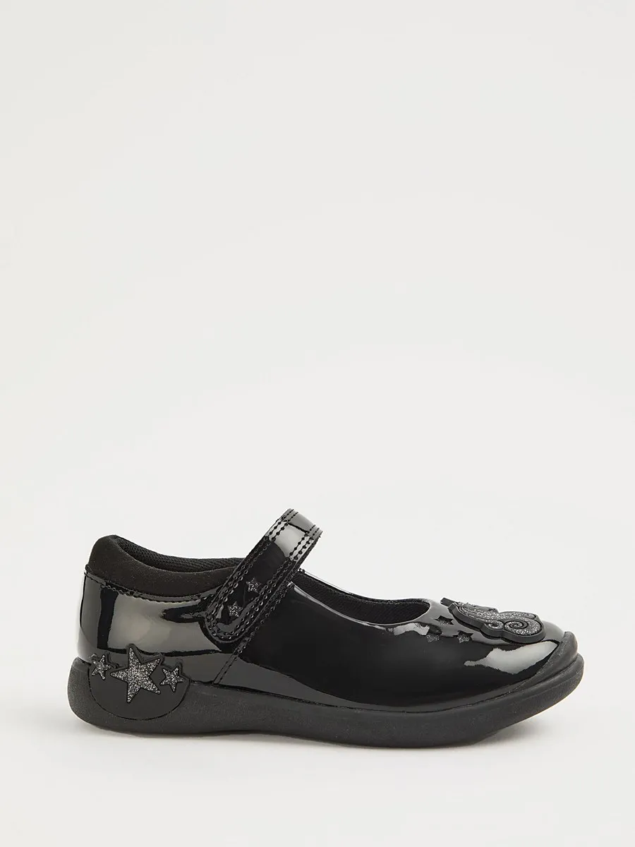 Black Unicorn Light Up Patent Mary Jane School Shoes