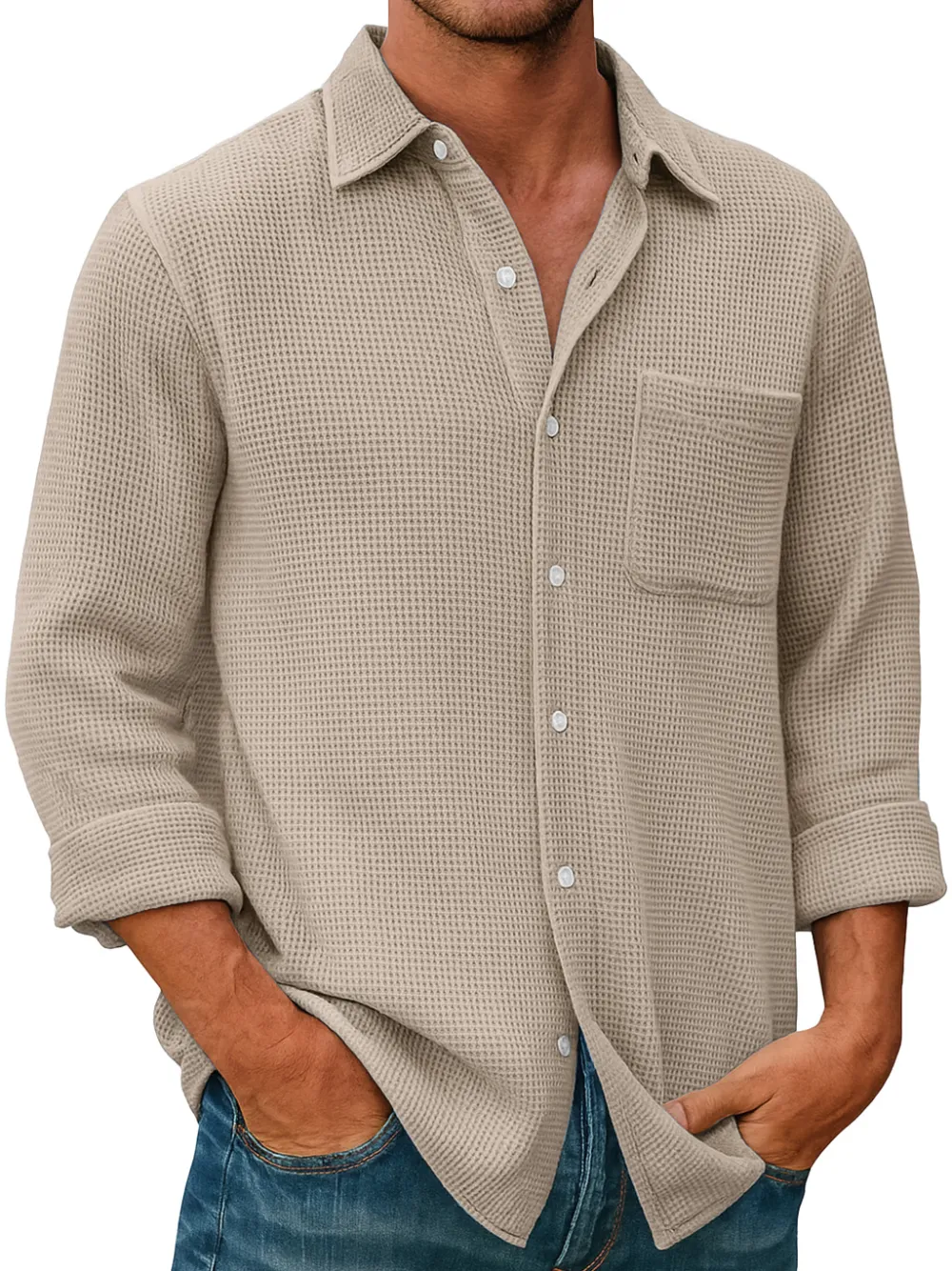 Textured Knit Pocket Shirt