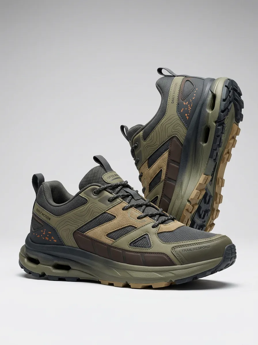 Outdoor-Inspired Design Hiking-Inspired Topographic Casual Sneakers
