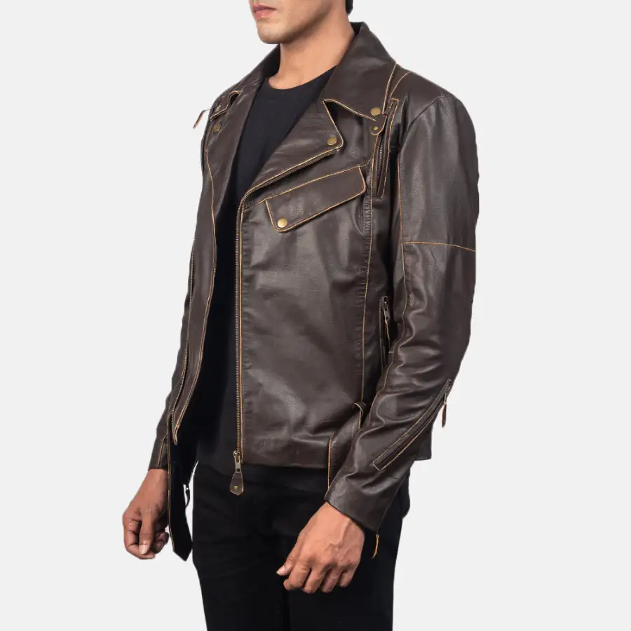 Men's Classic Layered Biker Leather Jacket