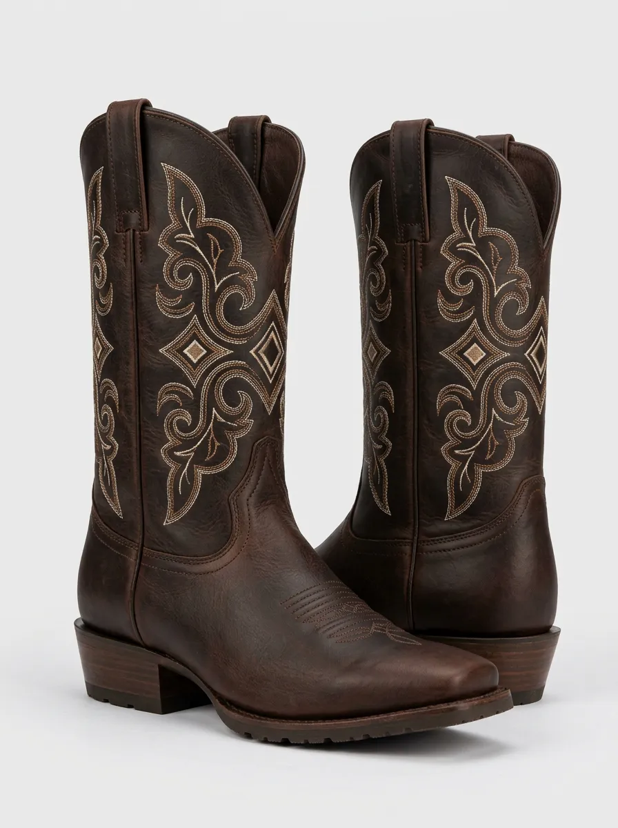 Trail Floral Embroidered Statement Unisex Western Cowboy Boots