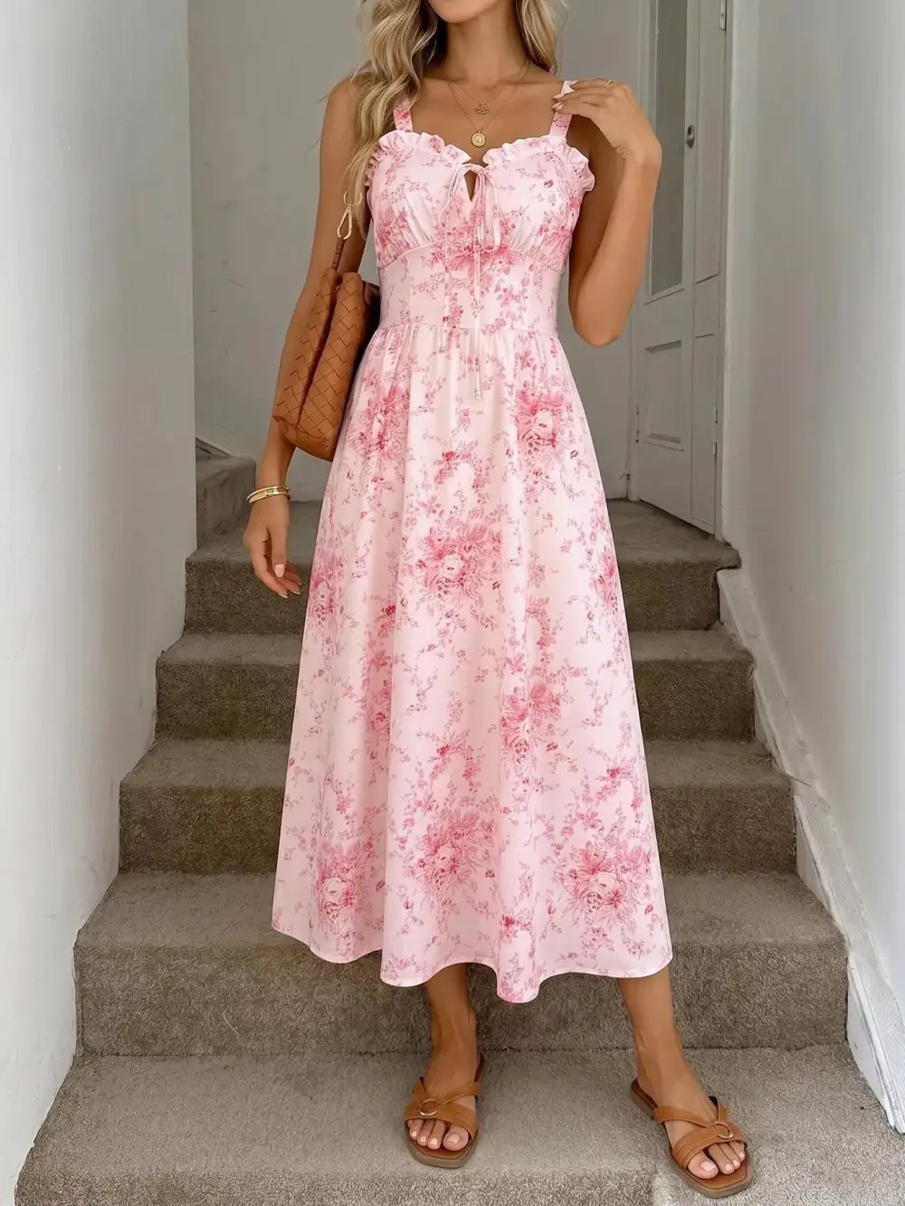 Polished Detail Floral Printed Ruffle Dress