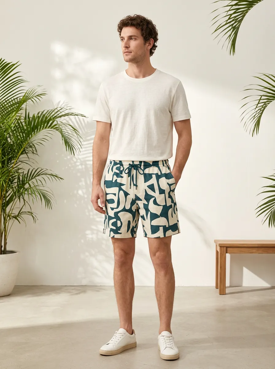 Men's Bold Pattern Geometric Abstract Printed Shorts