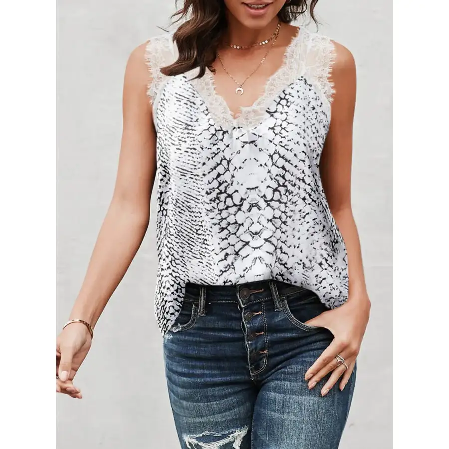 Soft Lace Detail V Neck Tank
