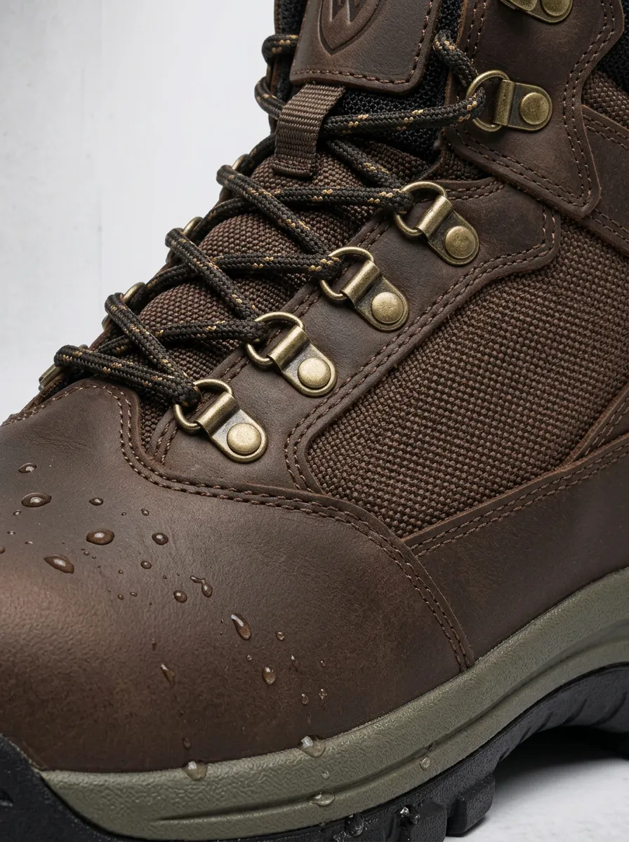 Men's Waterproof Brown Leather Tactical Printed Work Boots