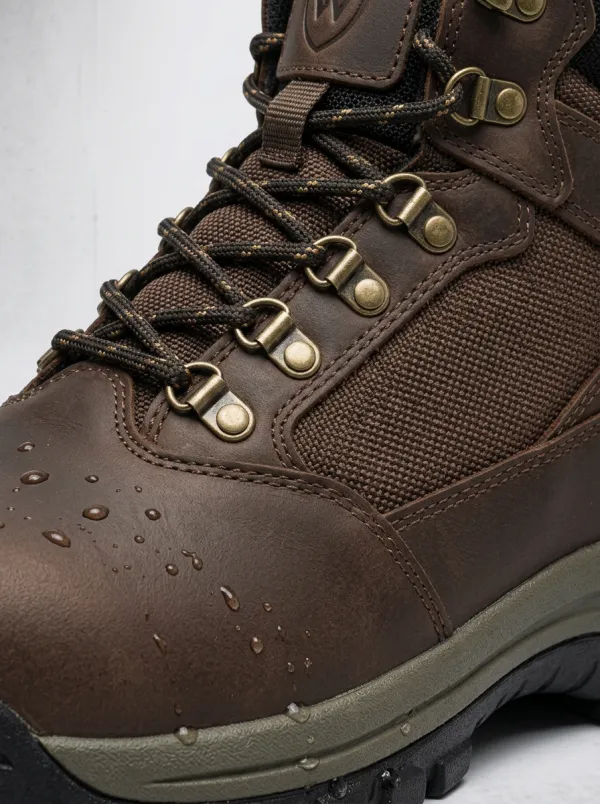 Men's Waterproof Brown Leather Tactical Printed Work Boots