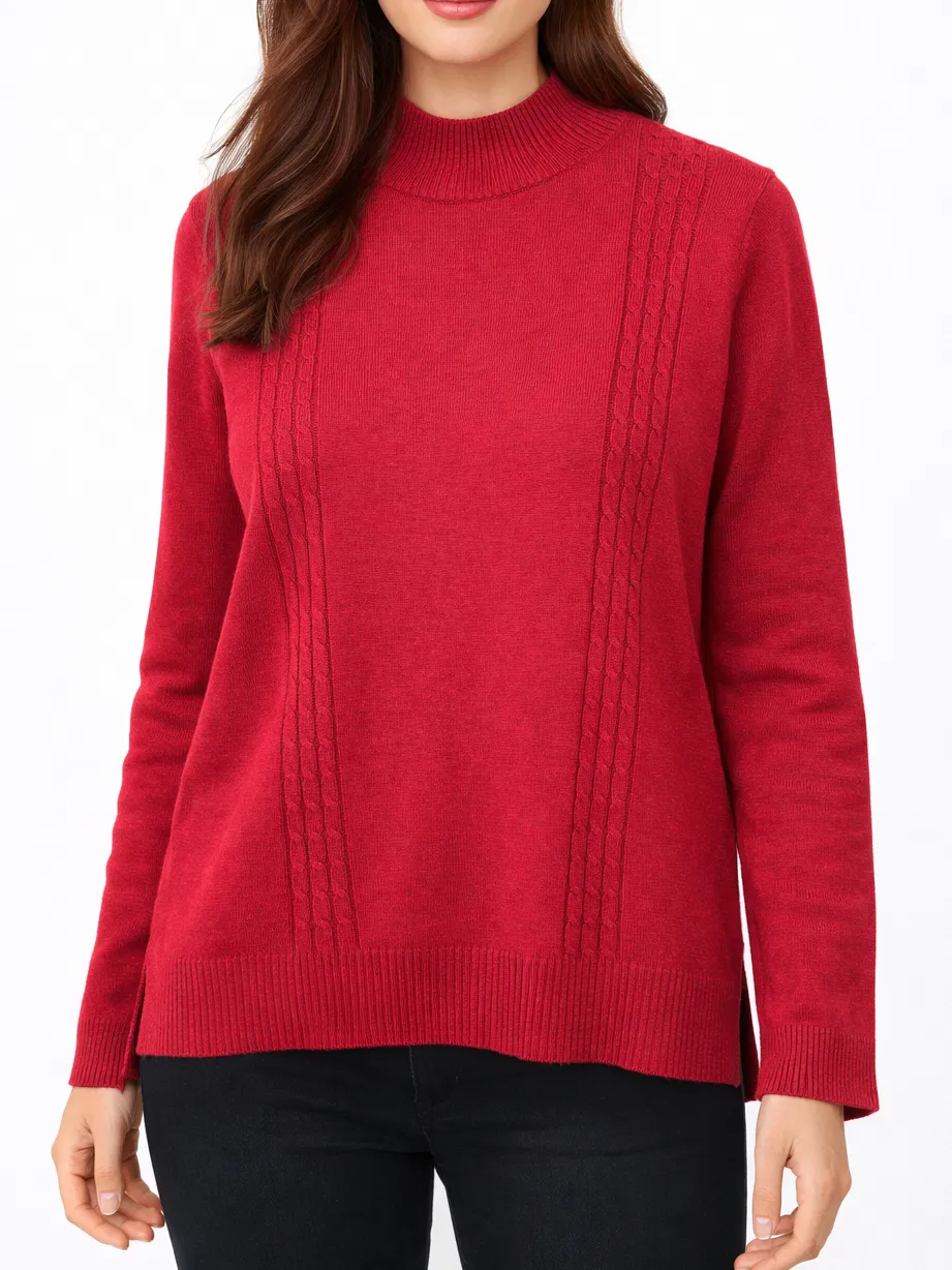 Merino Mock Neck High Crew Neck Pullover