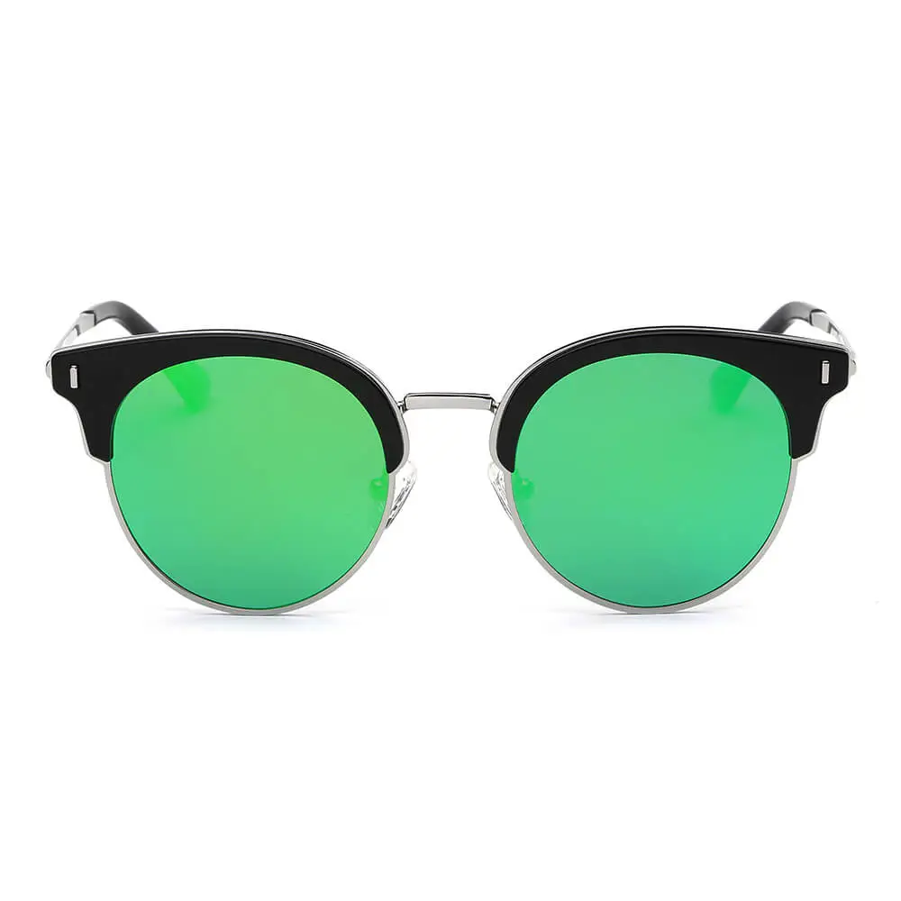 Half Frame Round Cat-Eye Polarized Sunglasses