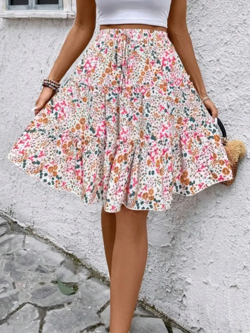 Everyday Floral Print Midi Skirt