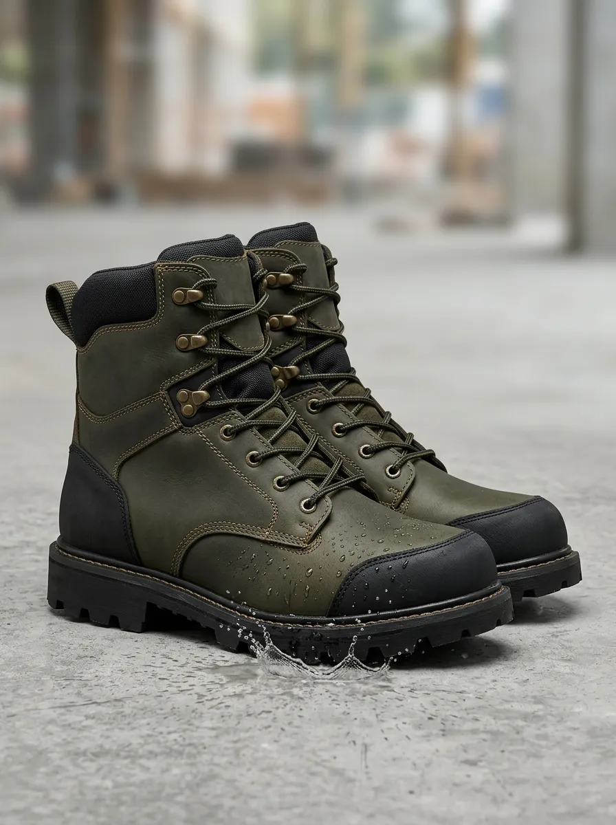 Men's Outdoor Tactical Olive Green Waterproof Printed Work Boots