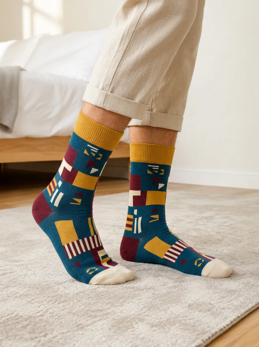 Men's Geometric Art Pattern Printed Socks