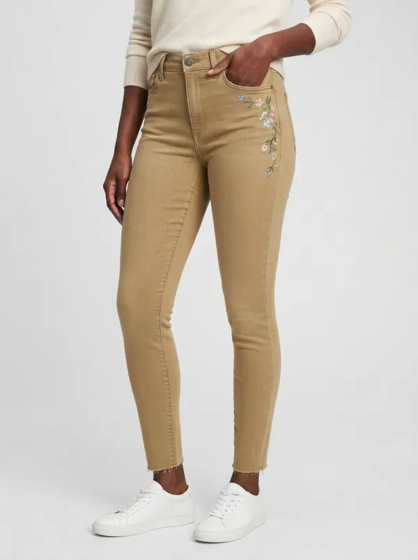 Women's Floral Embroidered Printed Slim Jeans