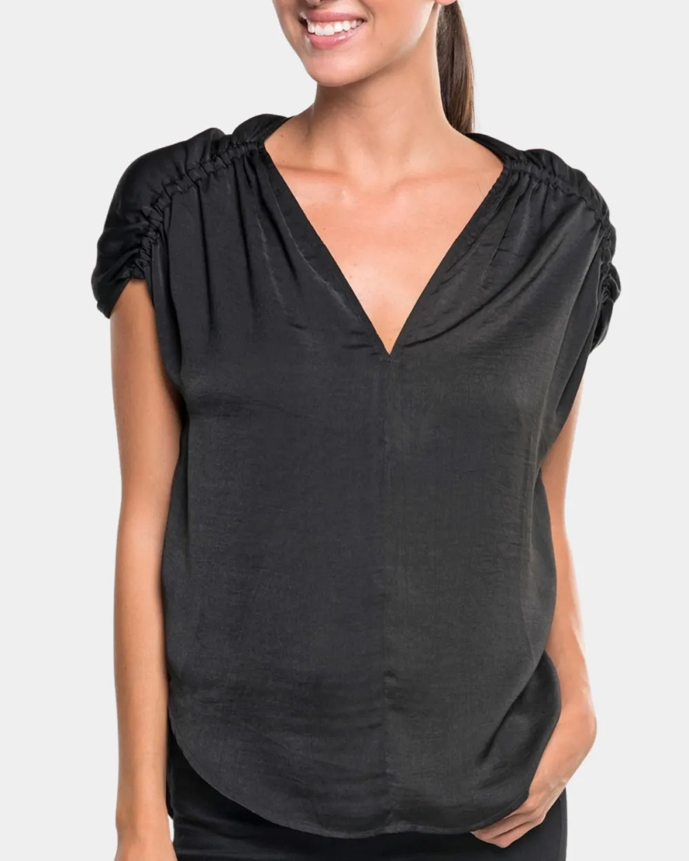 Satin Short Sleeve Top