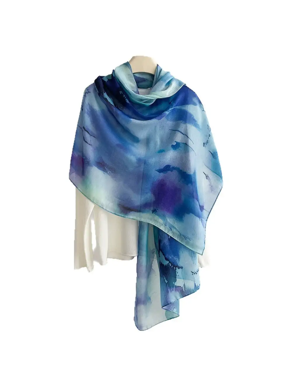 Watercolor Plant Print Summer Wrap Scarf