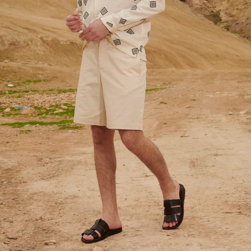 Relaxed Leather Double Strap Sandals