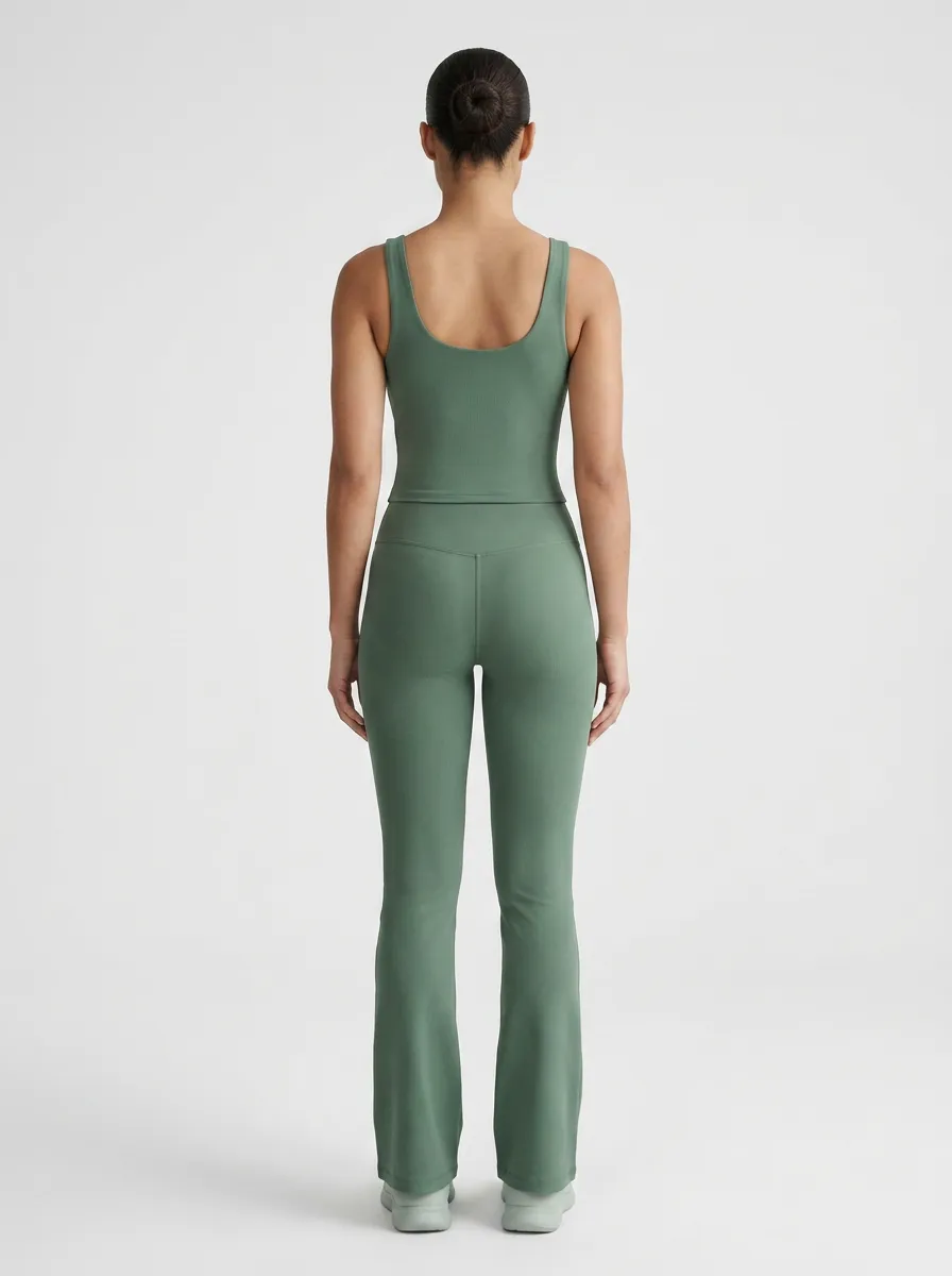 Studio Yoga Fitness Women's Tank Top Flare Pants Active Set