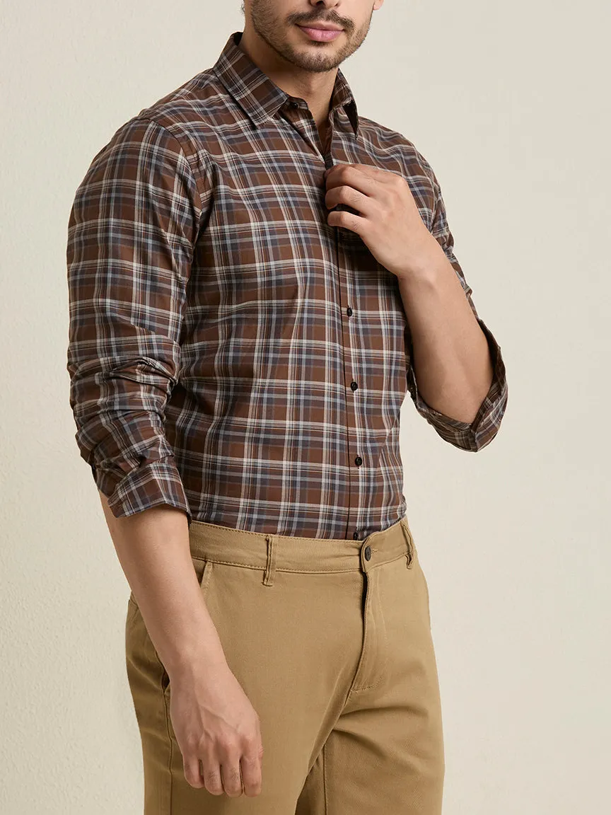 Plaid Slim Fit Tailored Men's Formal Shirt