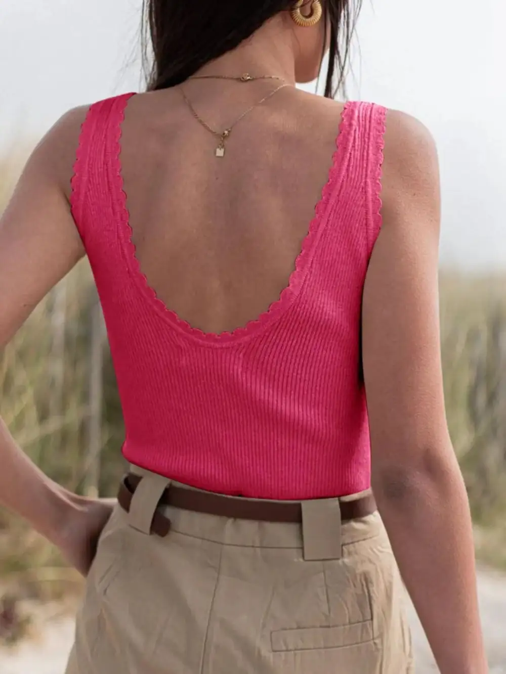 Scoop-Neck Ribbed-Knit Cotton Tank Top