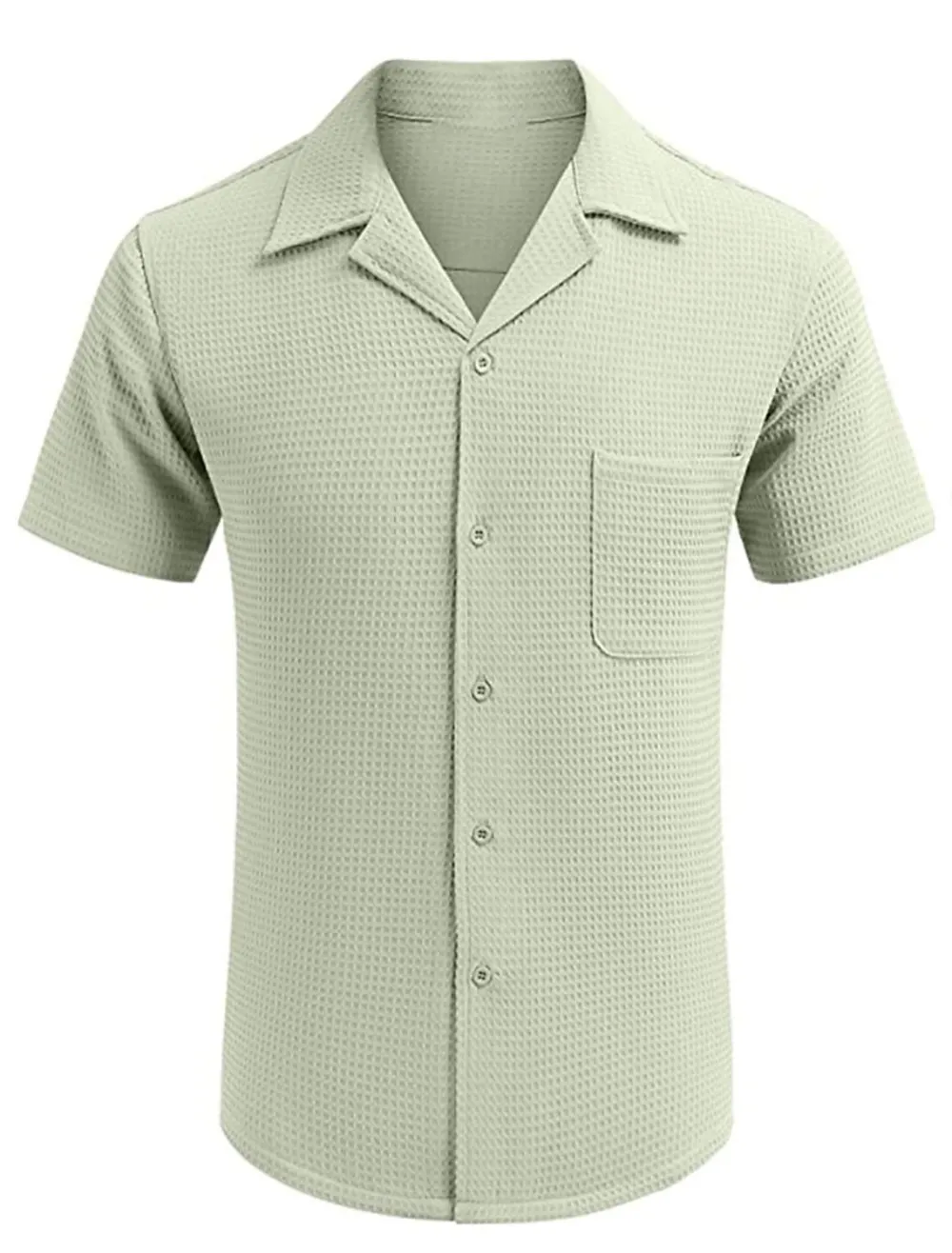 Textured Knit Open Collar Shirt