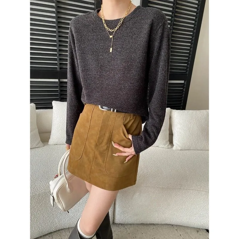 Minimal Simple Round Neck Loose Knit Sweater