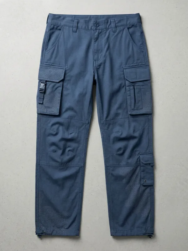 Unisex Tactical Grid Pattern Printed Cargo Work Pants