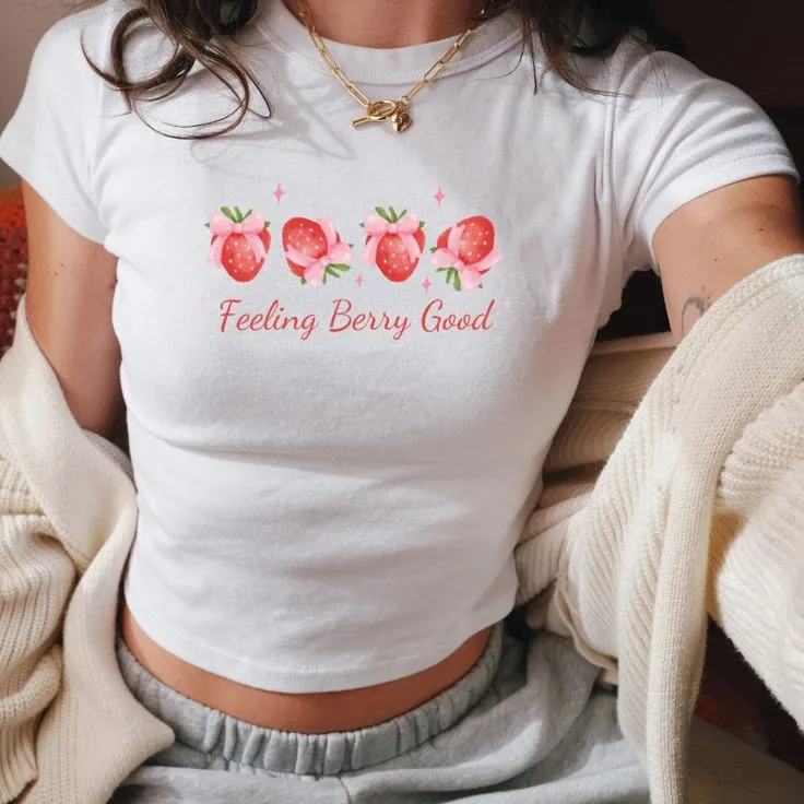 Berry Phrase Crop Tee