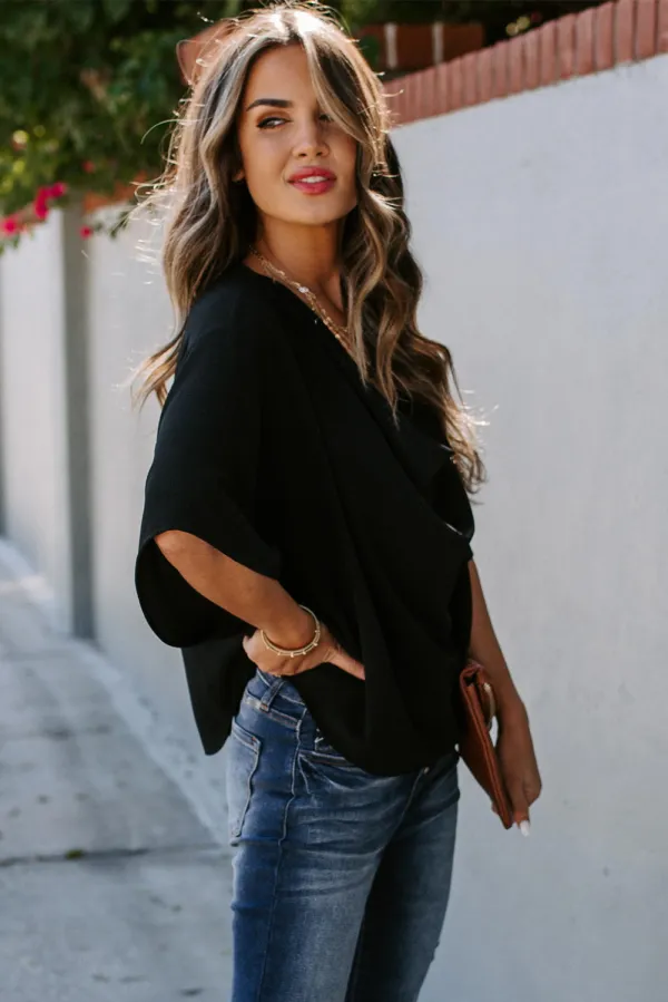 Black Draped Blouse