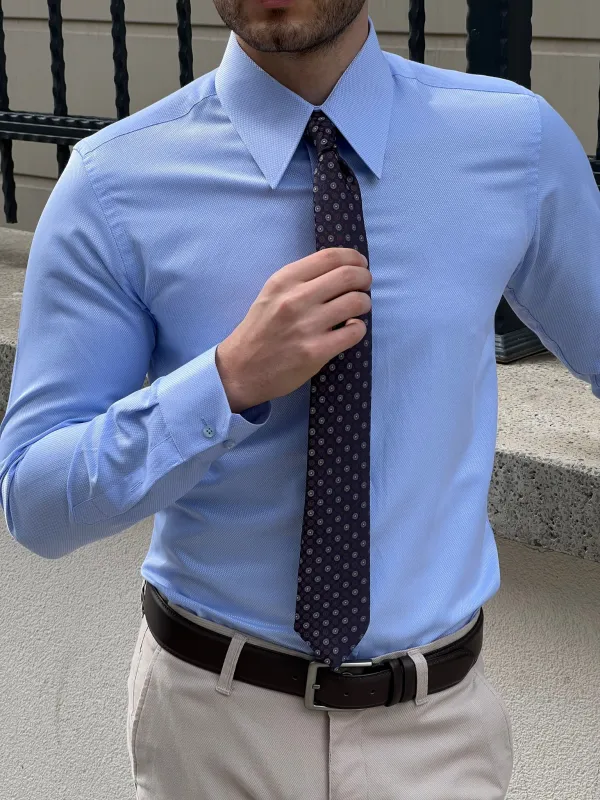 Modern Point Collar Slim Fit Cotton Casual Shirt