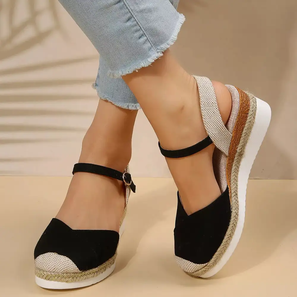 Color Block Wedge Sandals
