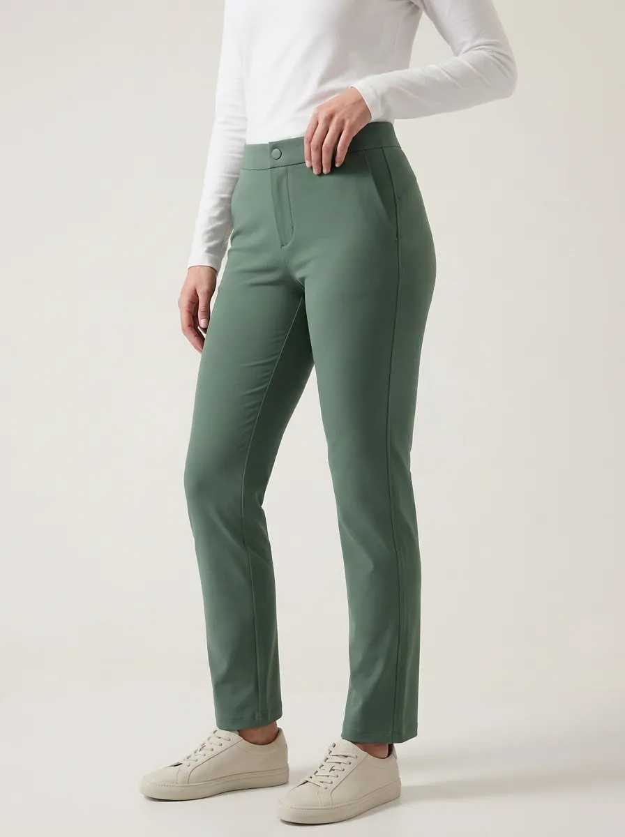 Classic High-Stretch Casual Mid-Rise Stretch Pants