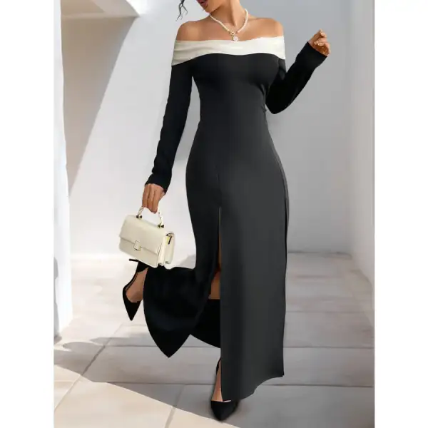 Side Slit Off Shoulder Maxi Dress