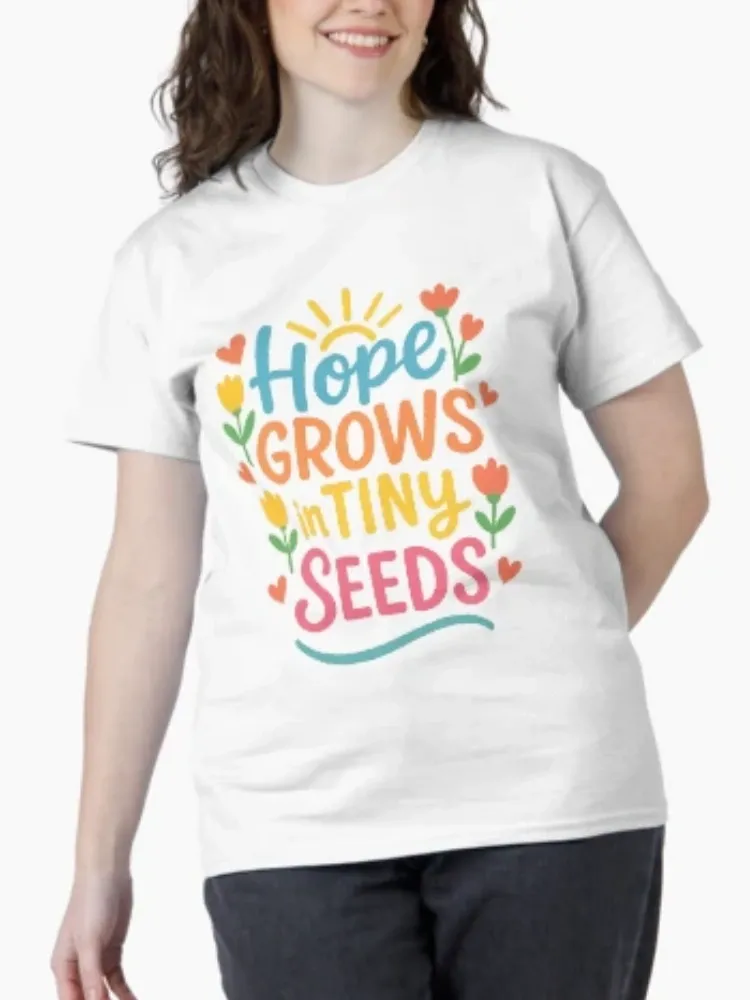 Women's colorful letter pattern round-neck short-sleeved T-shirt