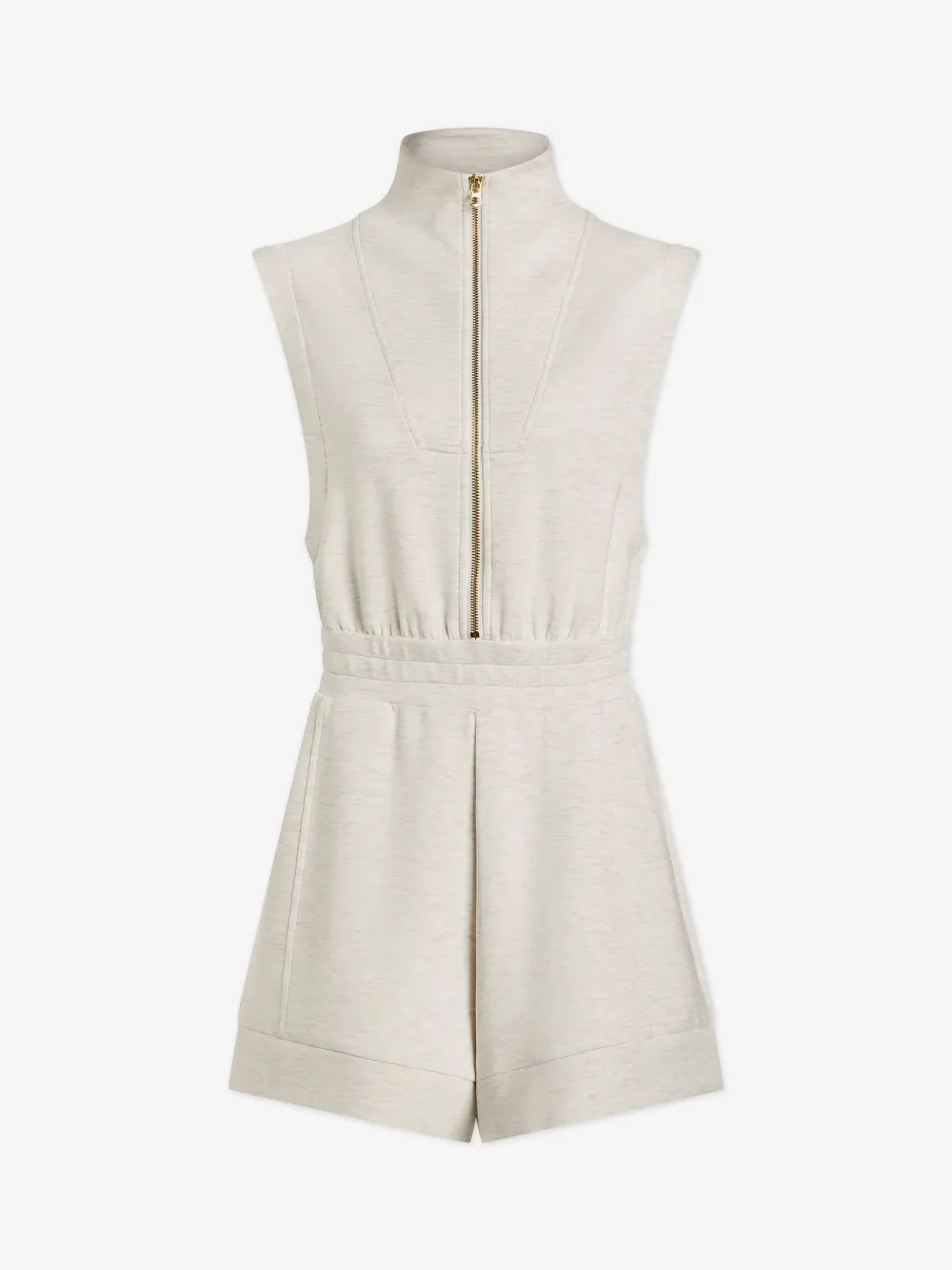 Elegant Sleeveless Zip-Front Romper Jumpsuit