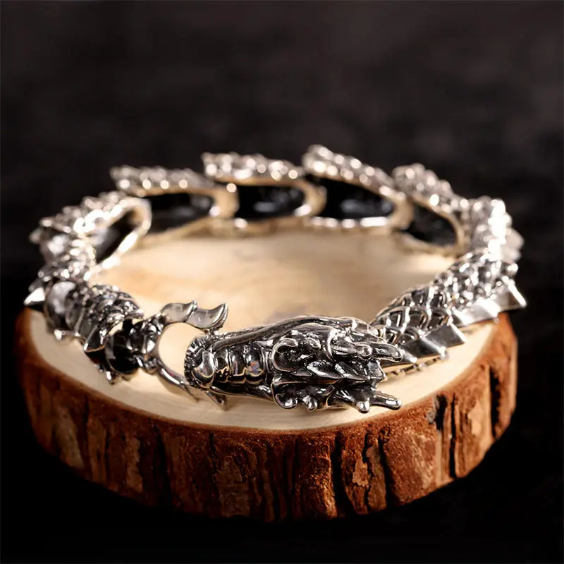 Handcrafted Sterling Silver Dragon Bangle Bracelet
