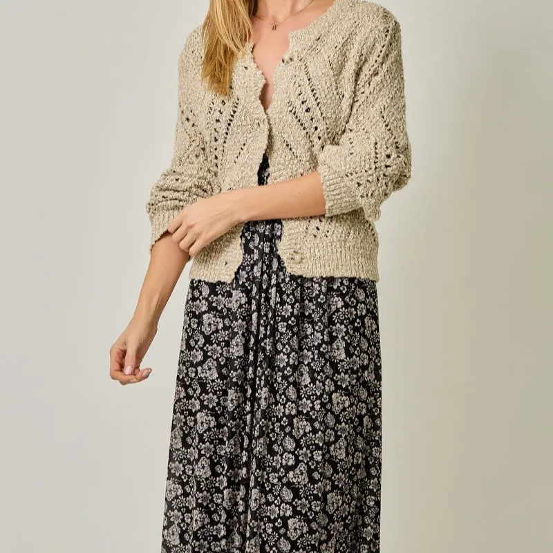 Classic Crochet Button Front Cardigan