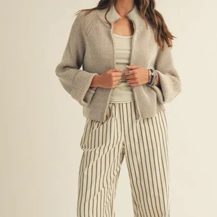 Ribbed Dropped Shoulder Cardigan
