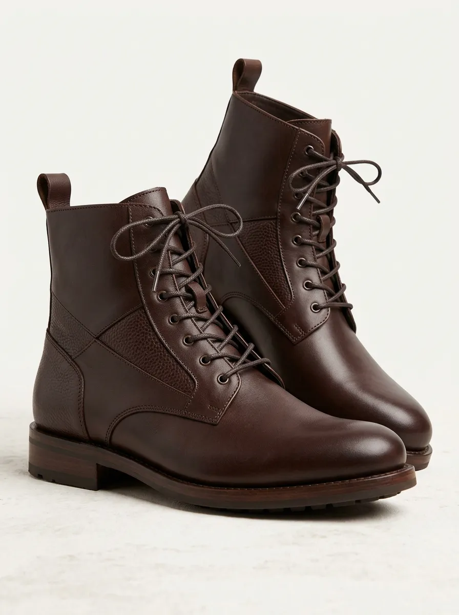 Classic Leather-Look Lace-Up Dress Boots