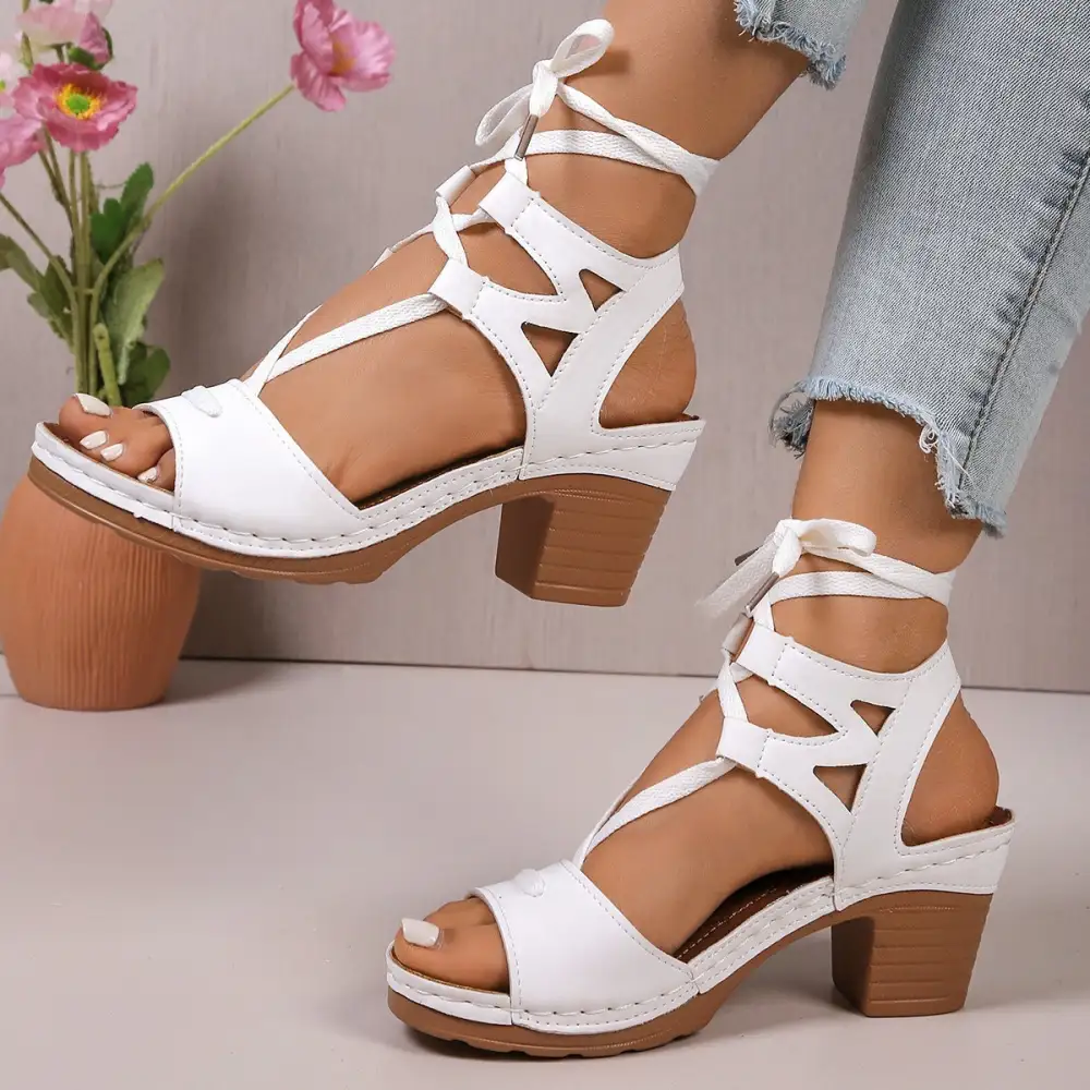 Block Heel Peep Toe Wedge Sandals