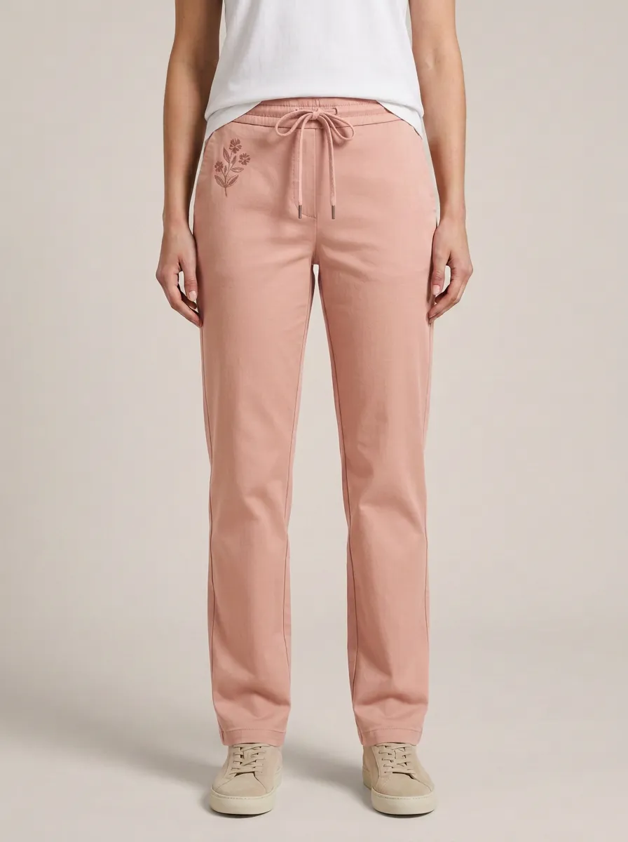 Women's Casual Floral Botanical Printed Mid-Rise Straight Leg Pants