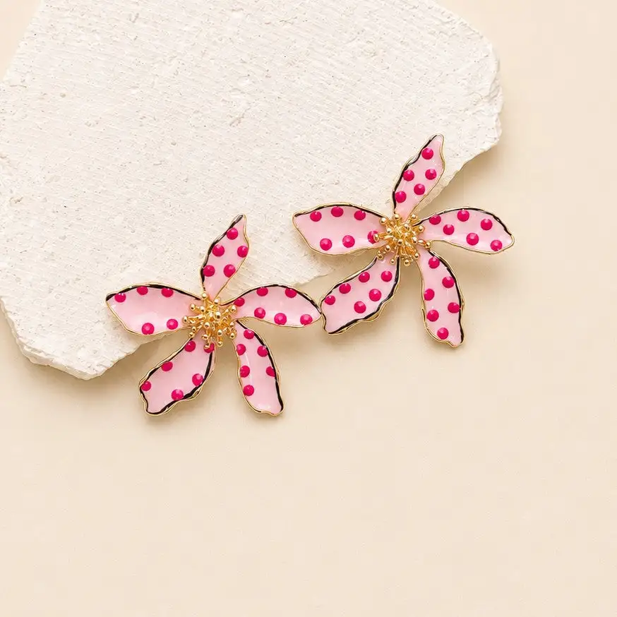Large Polka Dot Flower Stud