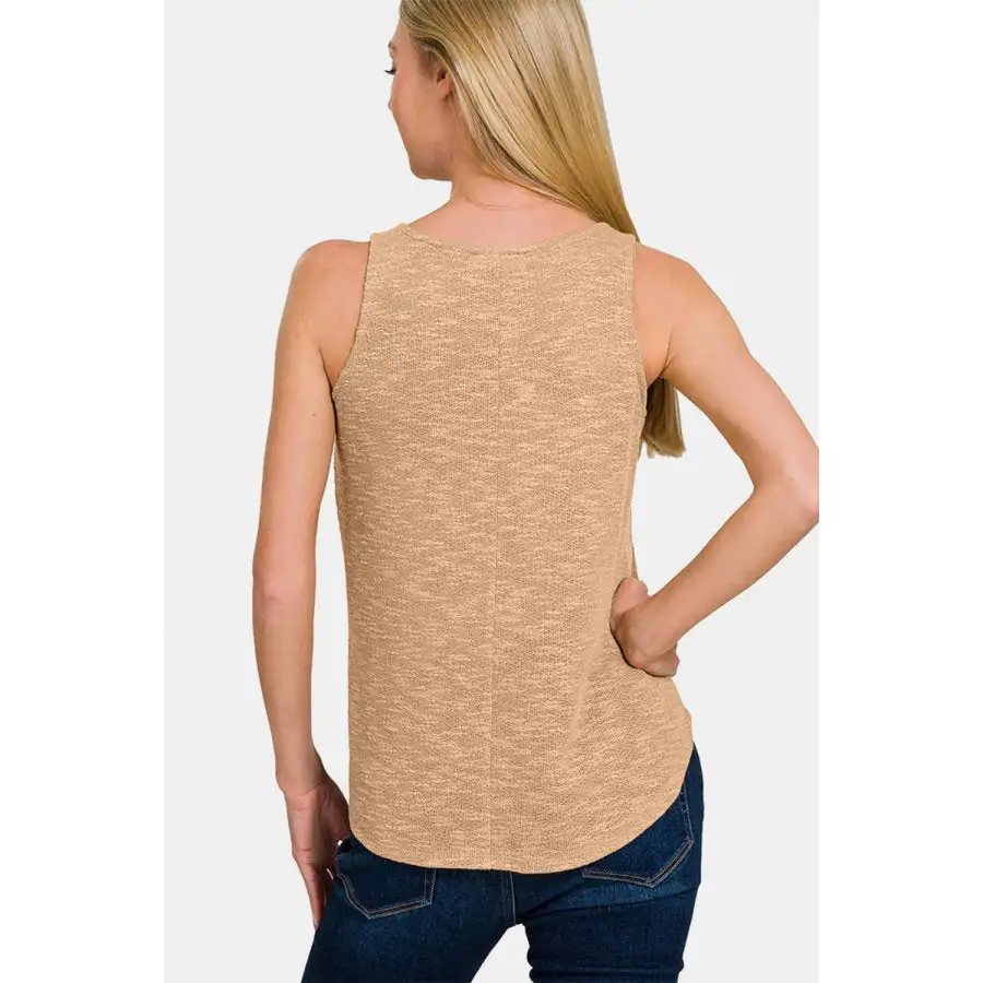 V Neck Curved Hem Tank
