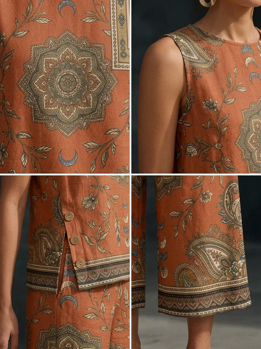 Women's Bohemian Mandala Paisley Printed Sleeveless Set
