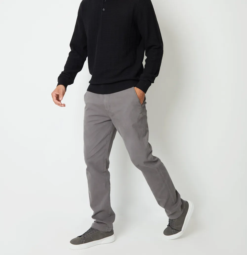 Men's Slate Gray Straight-Leg Stretch Canvas Pants