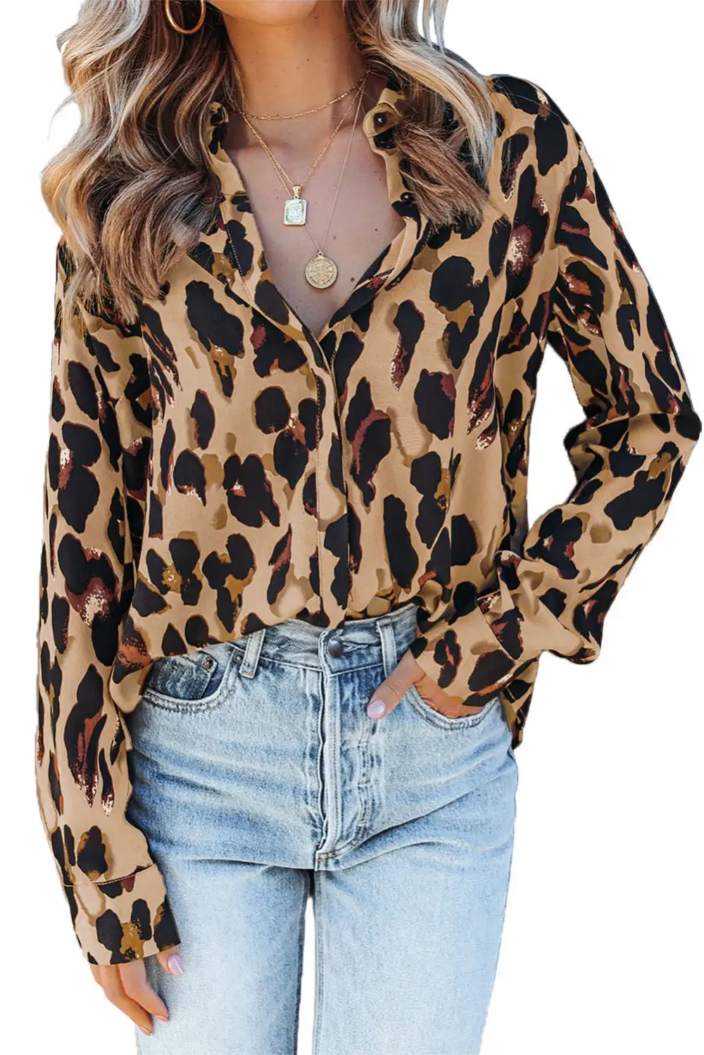 Turn Down Collar Print Shirt