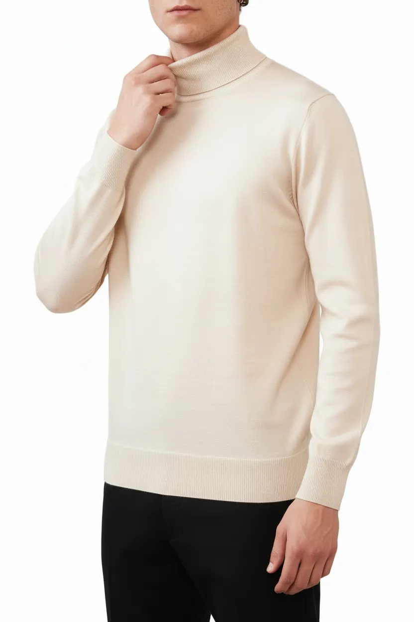 Polished Slim Fit Viscose Turtleneck Sweater