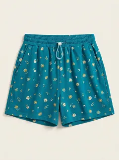 Women's Floral Celestial Drawstring Lounge Shorts