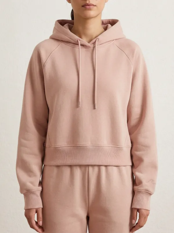 Women's Minimalist Sage Green Wave Embroidered Hoodie