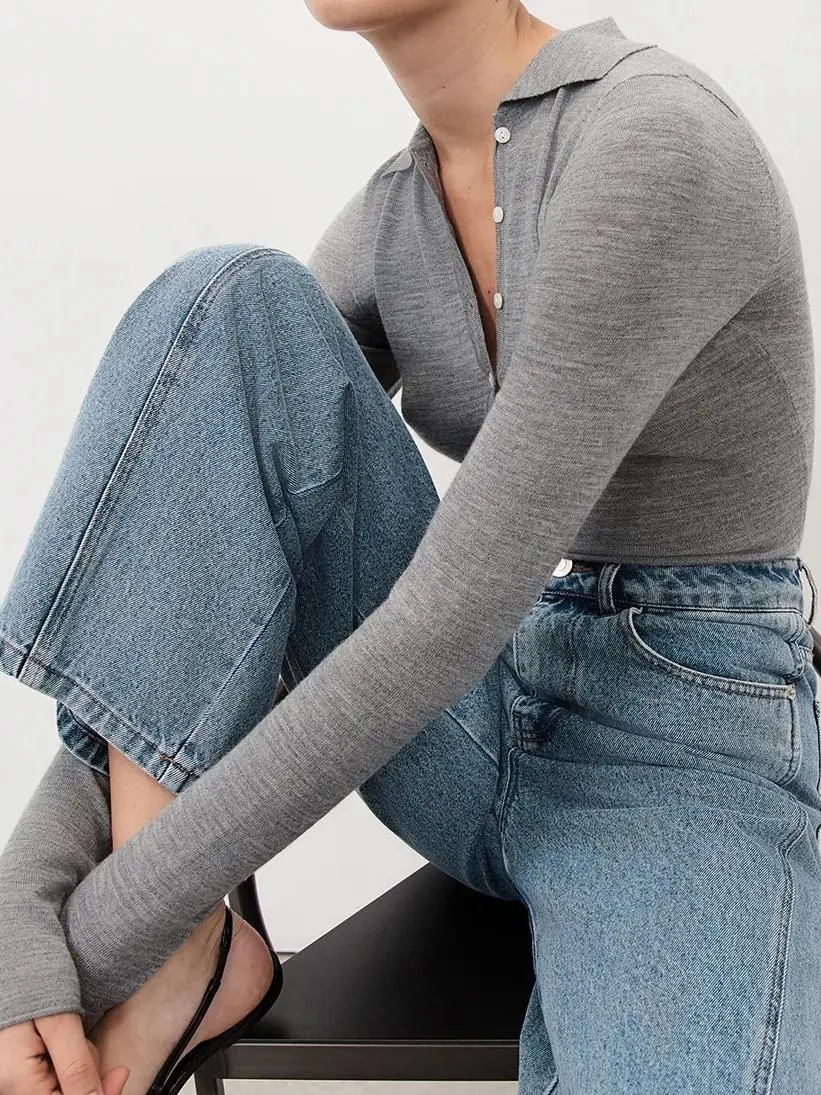 SILVER MARLE POLO TOP